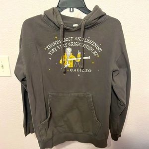 Gray men’s hoodie with Queen/Galileo quote